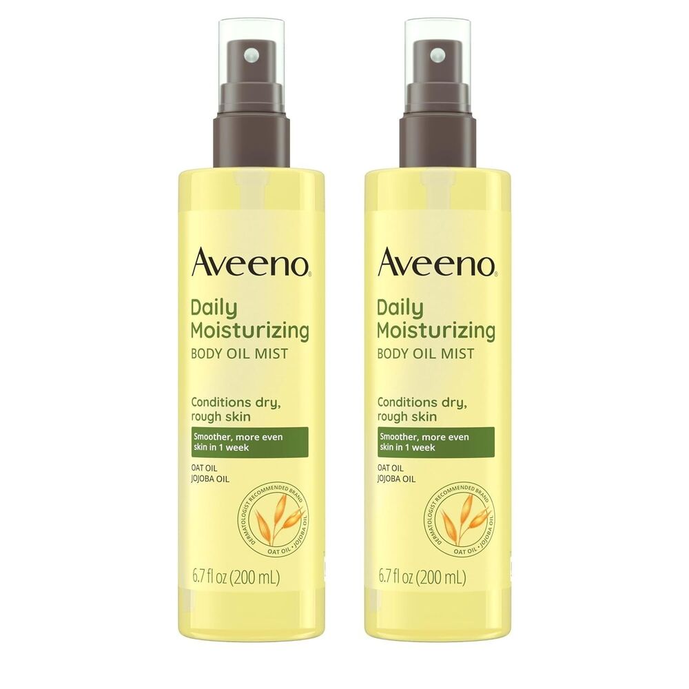 Aveeno Daily 2 Pack Moisturizing Body Oil Mist 6.7oz Oat & Jojoba Oil Dry Skin